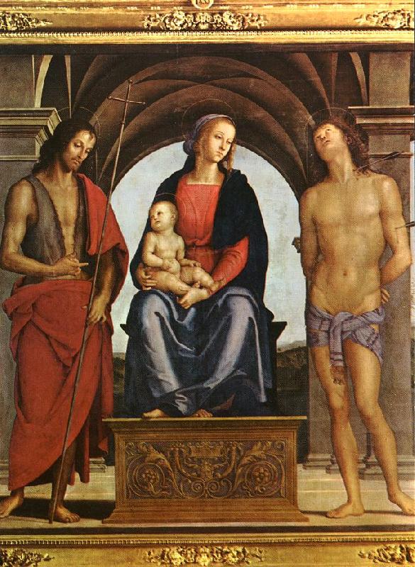 PERUGINO, Pietro The Madonna between St. John the Baptist and St. Sebastian